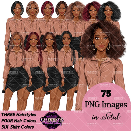 Afro Professional Woman Clipart PNG | Business Woman Clipart | Corporate Woman PNG | Office Woman Clipart | Fashion Girl