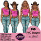 Afro Fashion Girl Clipart PNG | Western Cowgirl Clipart | Black Woman Fashion Illustration | Denim Girl Clipart | Fashion Girl Clipart