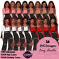 Black woman clipart PNG collection featuring long braided hairstyles in multiple hair colors, stylish tops, black high waisted pants, handbags, and transparent backgrounds