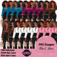 Black woman business clipart featuring voluminous Afro hairstyles, colorful blouses, black wide leg pants and handbags, professional woman PNG images.