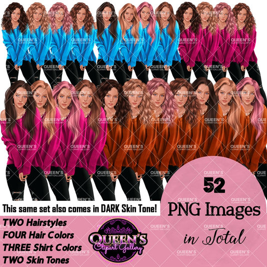 Fashion Woman Clipart PNG | Female Character Clipart | Cozy Sweater Clipart | Fashion Illustration PNG