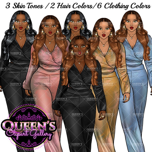 Afro Girl Clipart, Afro Woman Clipart, Fashion Girl Clipart, Fashion Illustration Clipart, Black Girl Magic, Girl Boss, African American