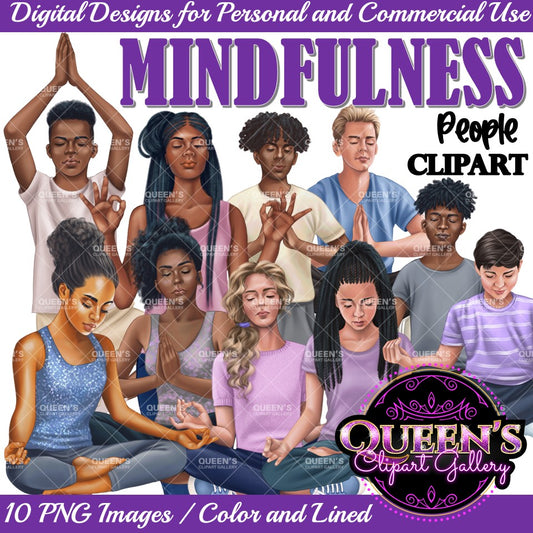 Relaxed High School Teenagers | Calm Teenagers Clipart | Mindfulness Teens Clipart | Yoga Clipart | Mental Health Clipart | Fitness Clipart