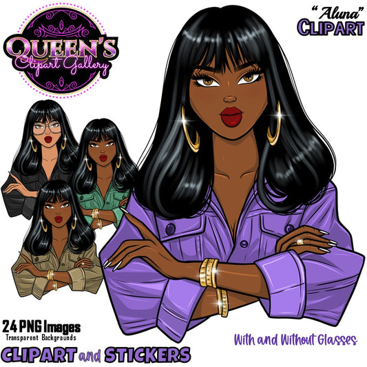 Fashion Clipart | Black Girl Magic Clipart | Black Girl Clipart | Afro Girl Clipart | Afro Woman | Business Woman | Girl Boss Clipart