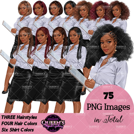 Professional Woman Clipart | Black Business Woman PNG | Afro Woman Clipart | Fashion Girl