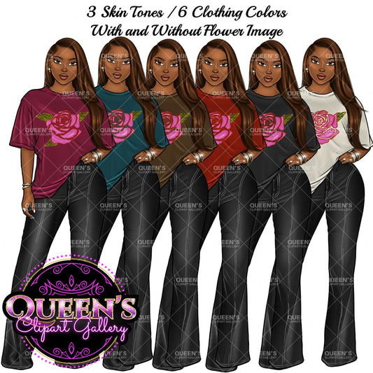 Afro Girl Clipart, Afro Woman Clipart, Fashion Girl Clipart, Fashion Illustration Clipart, Black Girl Magic, Girl Boss, African American