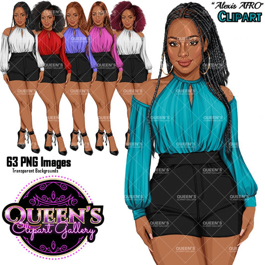 Fashion Woman Clipart Bundle | Black Woman and White Woman Clipart | Girl Boss Fashion PNG Bundle | Fashion Girl Illustration