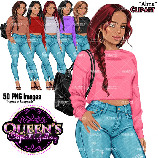 Denim jeans Afro girl, Afro girl clipart, Teenager clipart, Fashion girl clipart, Fashion illustration, Teen Afro girl, Denim Girl Clipart