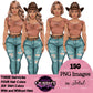 Fashion Woman Clipart PNG | Western Cowgirl Clipart | Stylish Woman Illustration | Denim Fashion Girl Clipart | Fashion Girl Clipart