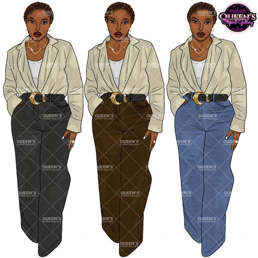 Black Business Woman Clipart PNG | African American Professional Woman Clipart | Office Fashion Clipart | Corporate Woman PNG