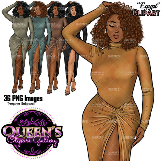 Afro Girl Clipart, Afro Woman Clipart, Fashion Girl Clipart, Fashion Illustration Clipart, Black Girl Magic, Girl Boss, African American