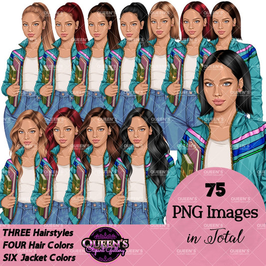 Teen Girl Clipart PNG | Student Clipart | School Girl Clipart | Teenager Clipart | Fashion Teen Girl PNG | Fashion Girl