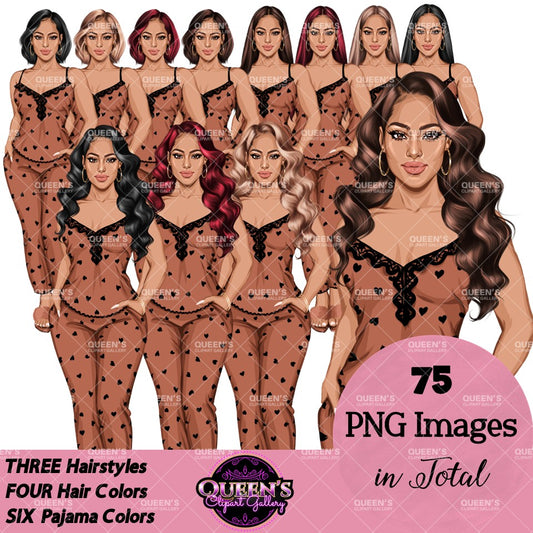 Cozy Pajama Woman Clipart | Sleepwear Girl PNG | Cute Pajama Fashion Illustration | Relaxing Lounge Outfit Clipart