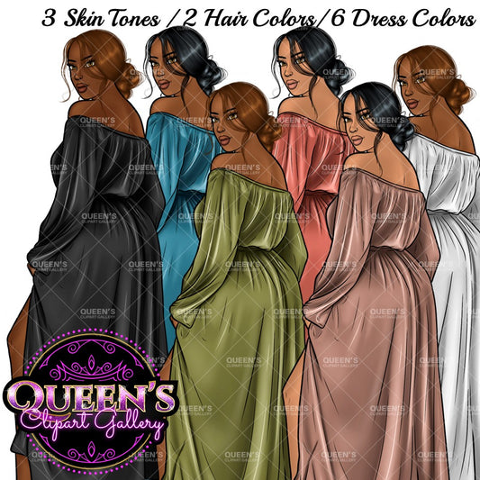 Afro Girl Clipart, Afro Woman Clipart, Fashion Girl Clipart, Fashion Illustration Clipart, Black Girl Magic, Girl Boss, African American