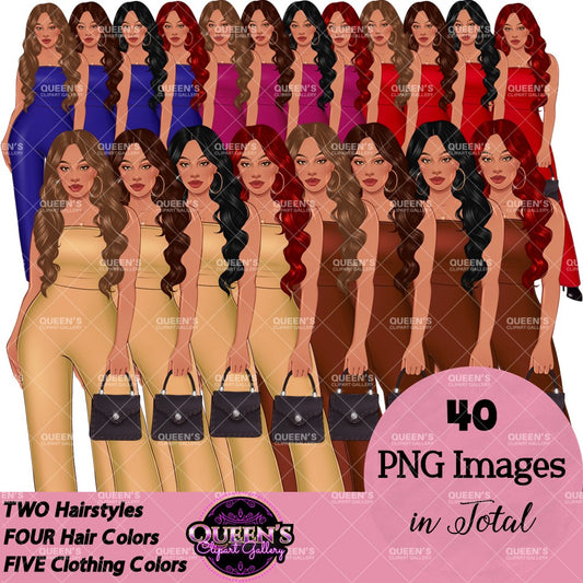 Fashion Woman Clipart | Curvy Woman Jumpsuit PNG | Girl Boss Fashion Illustration | Woman Clipart