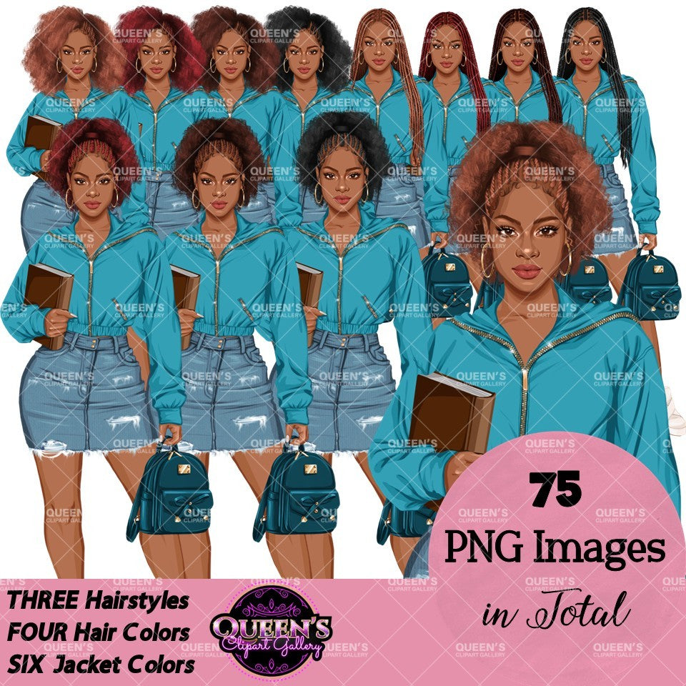 High School Teen Girl Clipart PNG | Diverse Teen Girls Clipart | Fashion Teen Girls | School Girl Graphics | Teenager PNG