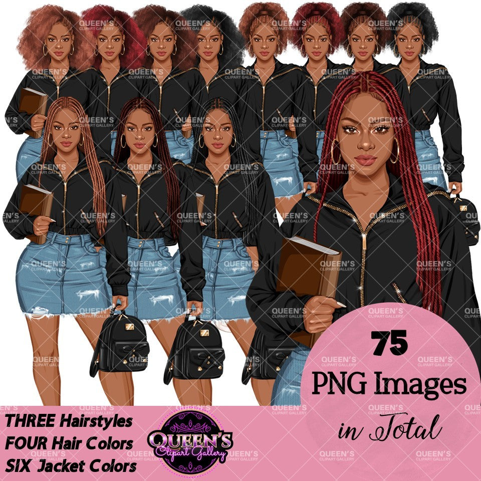 High School Teen Girl Clipart PNG | Diverse Teen Girls Clipart | Fashion Teen Girls | School Girl Graphics | Teenager PNG