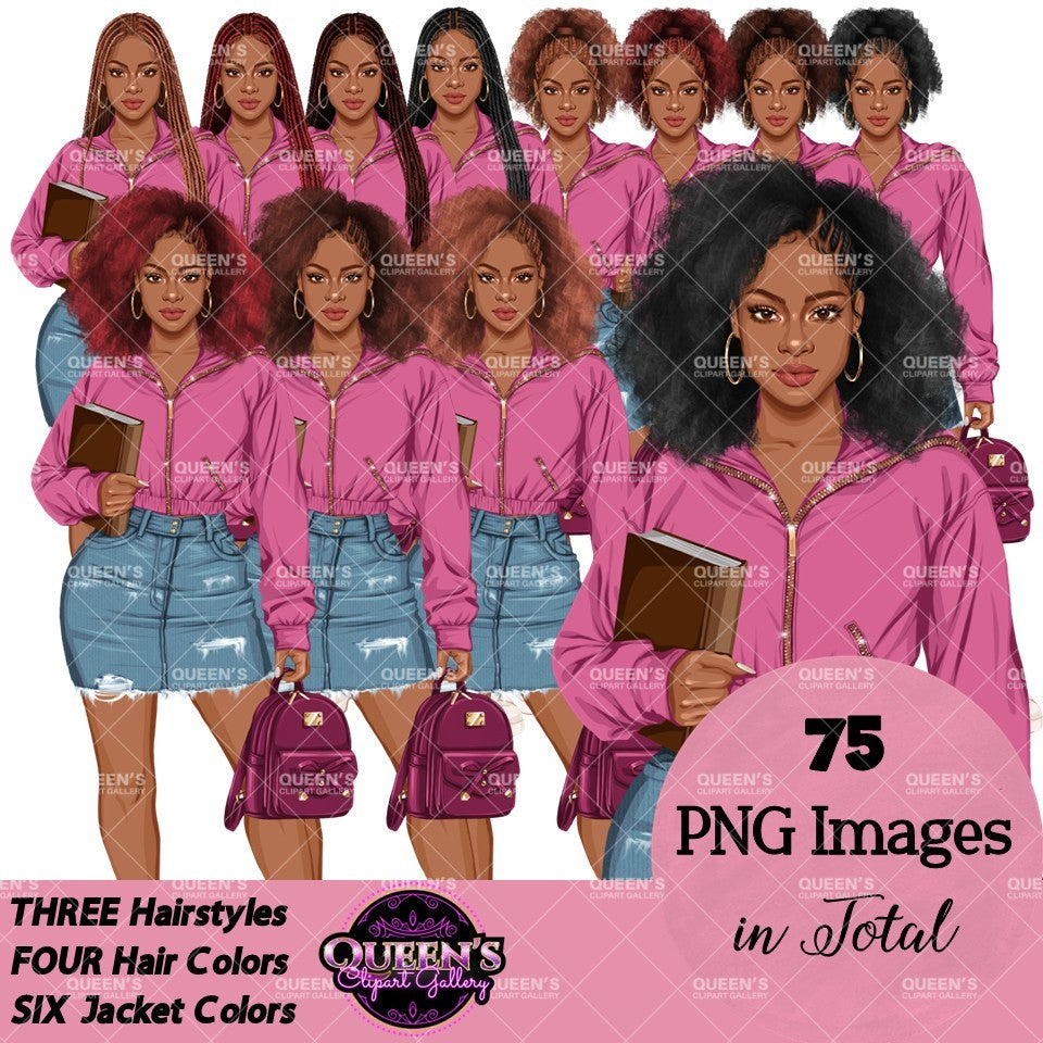 High School Teen Girl Clipart PNG | Diverse Teen Girls Clipart | Fashion Teen Girls | School Girl Graphics | Teenager PNG