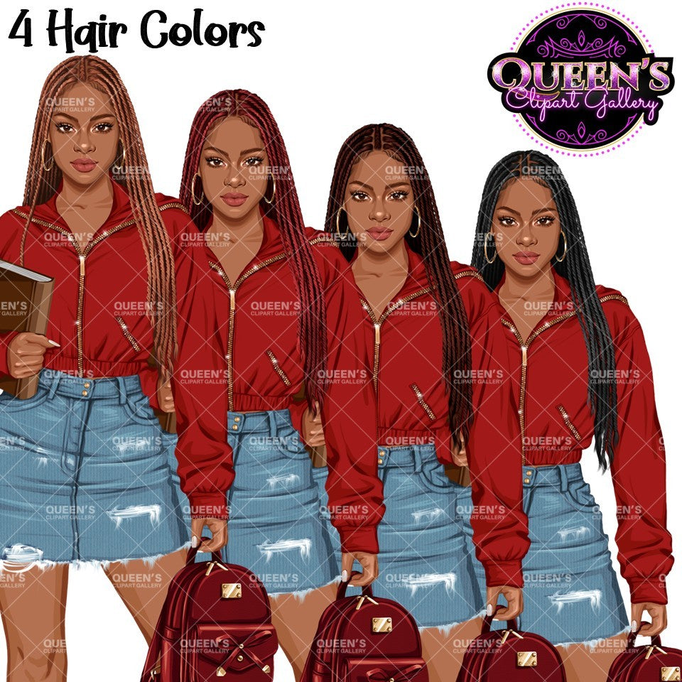 High School Teen Girl Clipart PNG | Diverse Teen Girls Clipart | Fashion Teen Girls | School Girl Graphics | Teenager PNG