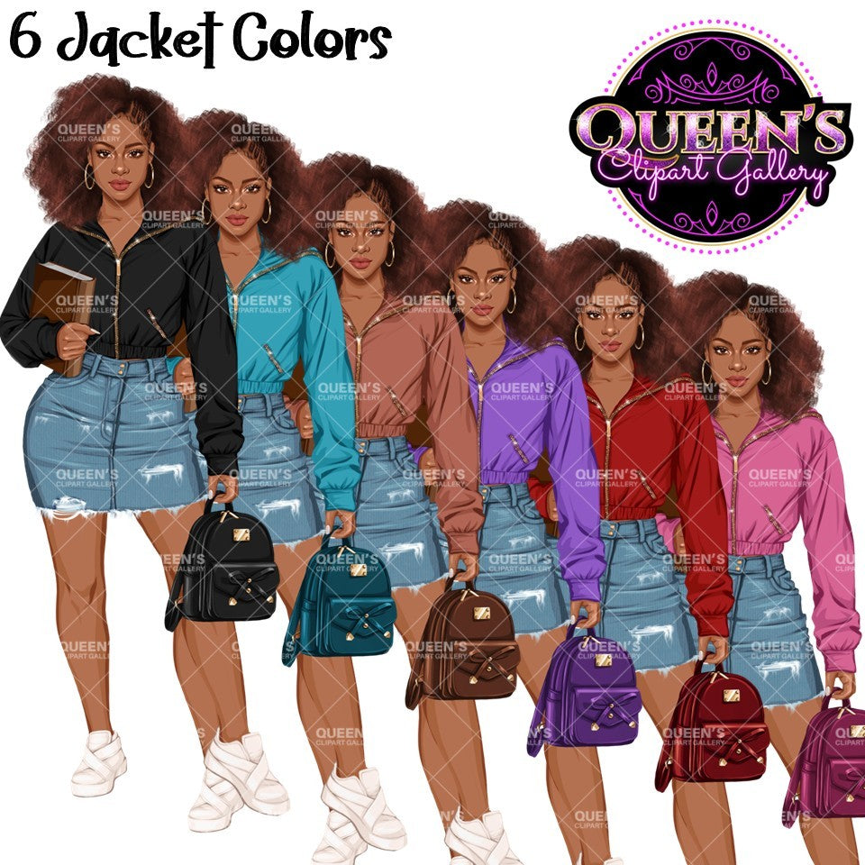 High School Teen Girl Clipart PNG | Diverse Teen Girls Clipart | Fashion Teen Girls | School Girl Graphics | Teenager PNG