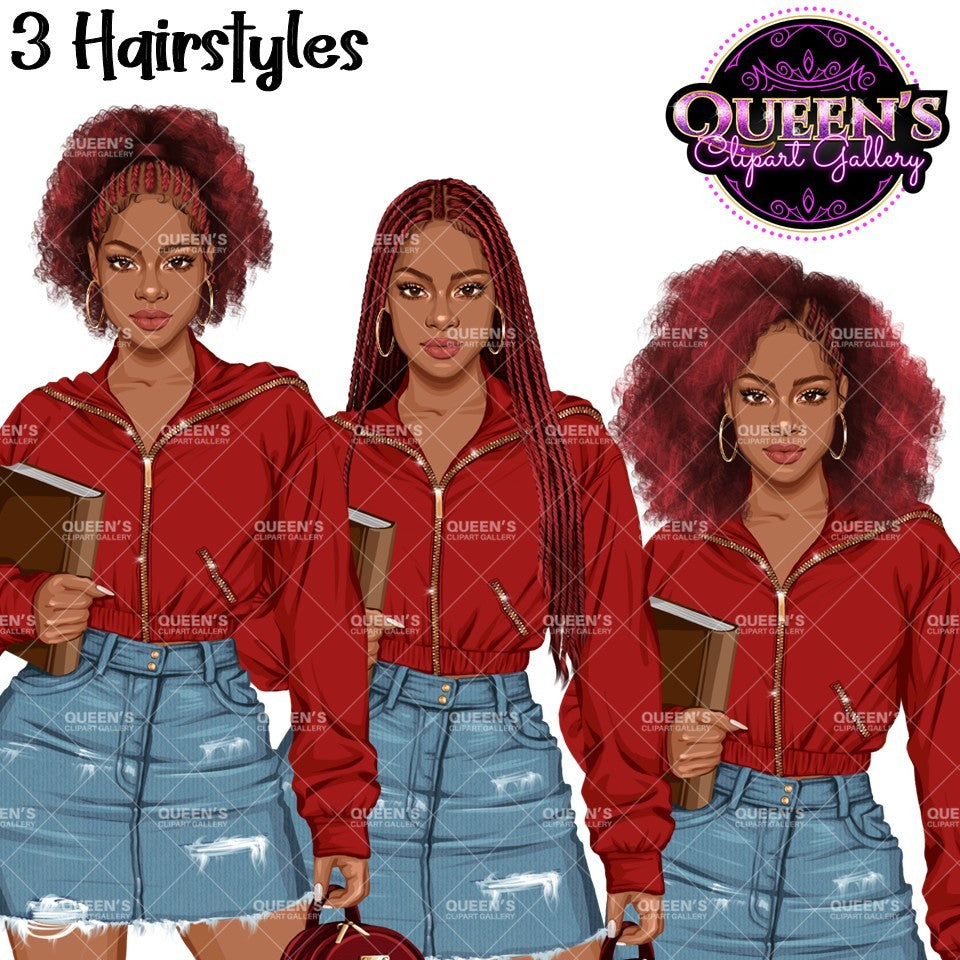 High School Teen Girl Clipart PNG | Diverse Teen Girls Clipart | Fashion Teen Girls | School Girl Graphics | Teenager PNG