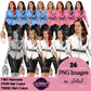 Curvy business woman clipart PNG collection featuring professional women in pink, blue and white blouses, black pencil skirts, handbags and multiple hair colors with transparent backgrounds.