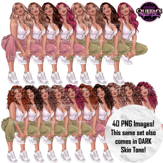 Curly Girl Clipart PNG | Fashion Woman Clipart | Curly Hair Clipart | Fashion Illustration | Woman Illustration