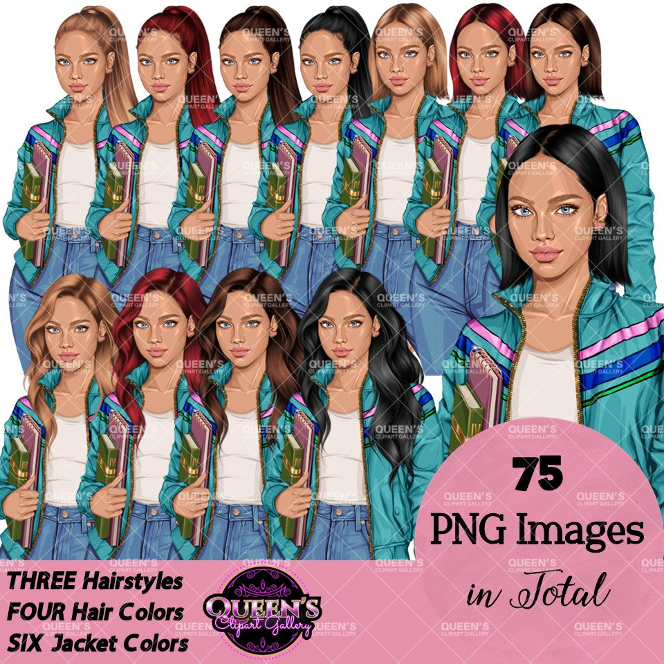 Student Clipart PNG | Teen Girl Clipart | School Girl Clipart | Student PNG | Educational Clipart