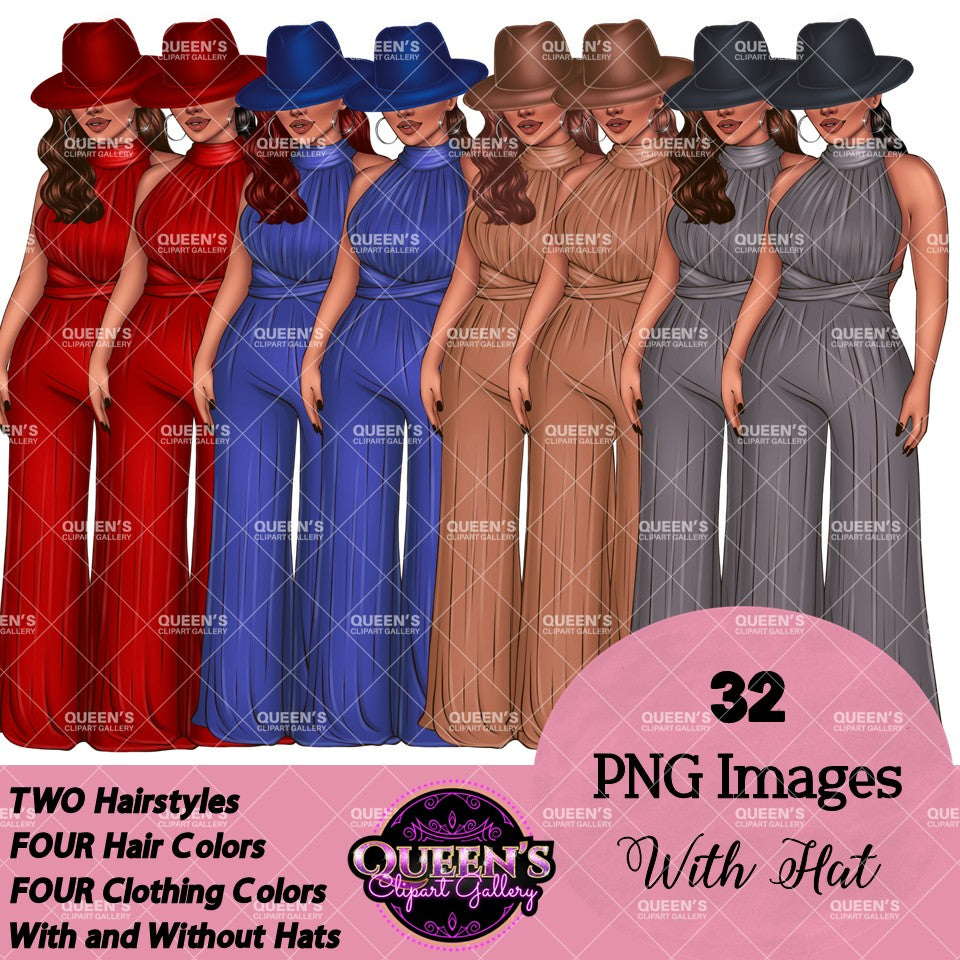 Fashion Woman Clipart PNG | Elegant Jumpsuit Clipart | Woman Illustration | Fashion Illustration PNG