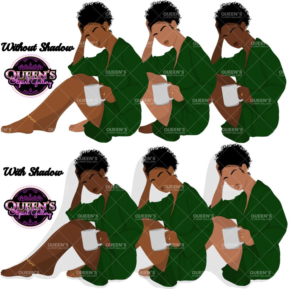 Afro woman relaxing, Afro girl clipart,  Black woman, Black girl magic, Fashion girl clipart, Relax at home, Coffee girl, Flat Clipart, Robe
