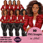 Digital clipart  featuring a stylized African American woman in a red button-up jacket and black pants.  Fashion woman clipart PNG featuring a stylish woman wearing a casual jacket with 2 hairstyles, 4 hair colors, 6 jacket color variations, and transparent background.
