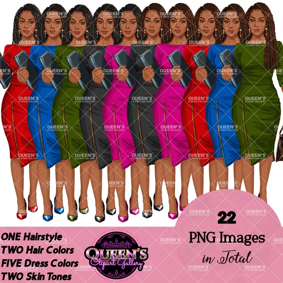 Teacher Clipart PNG | Black Teacher Clipart | Female Teacher PNG | Professional Woman Clipart | Black Girl Magic Clipart