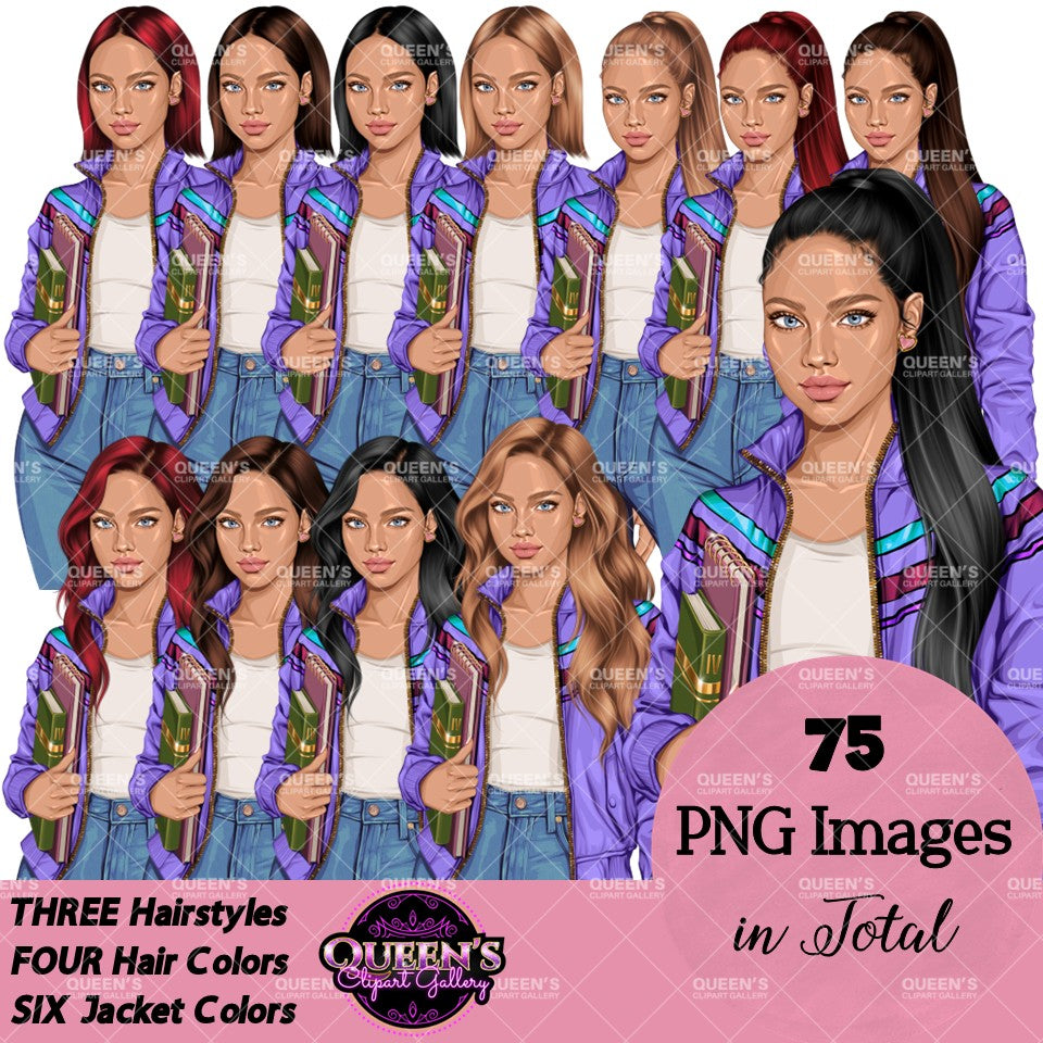 Teen Girl Clipart PNG | Student Clipart | School Girl Clipart | Teenager Clipart | Fashion Teen Girl PNG | Fashion Girl