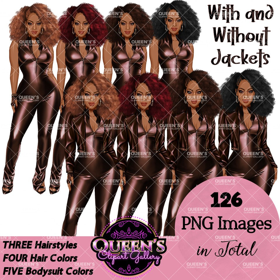 African American woman in leather bodysuit | Girl boss | Lady boss | Afro woman clipart png | Fashion girl clipart | Fashion illustration clipart | Curvy girl clipart