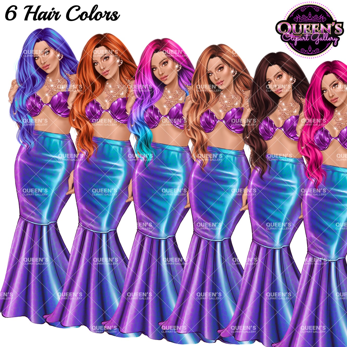 Mermaid Clipart PNG | Mermaid Illustration | Mermaid Woman Clipart | Mermaid Art | Ocean Clipart