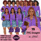Afro Teen Girl Clipart PNG | Teen Girl in Denim Skirt | Black Teen Girl Clipart | High School Girl Graphics | Fashion Teen PNG