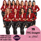 Digital clipart  featuring a stylized woman in a light red button-up jacket and black pants.  Fashion woman clipart PNG featuring a stylish woman wearing a casual jacket with 3 hairstyles, 4 hair colors, 6 jacket color variations, and transparent background.