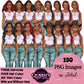 Afro Fashion Girl Clipart PNG | Western Cowgirl Clipart | Black Woman Fashion Illustration | Denim Girl Clipart | Fashion Girl Clipart