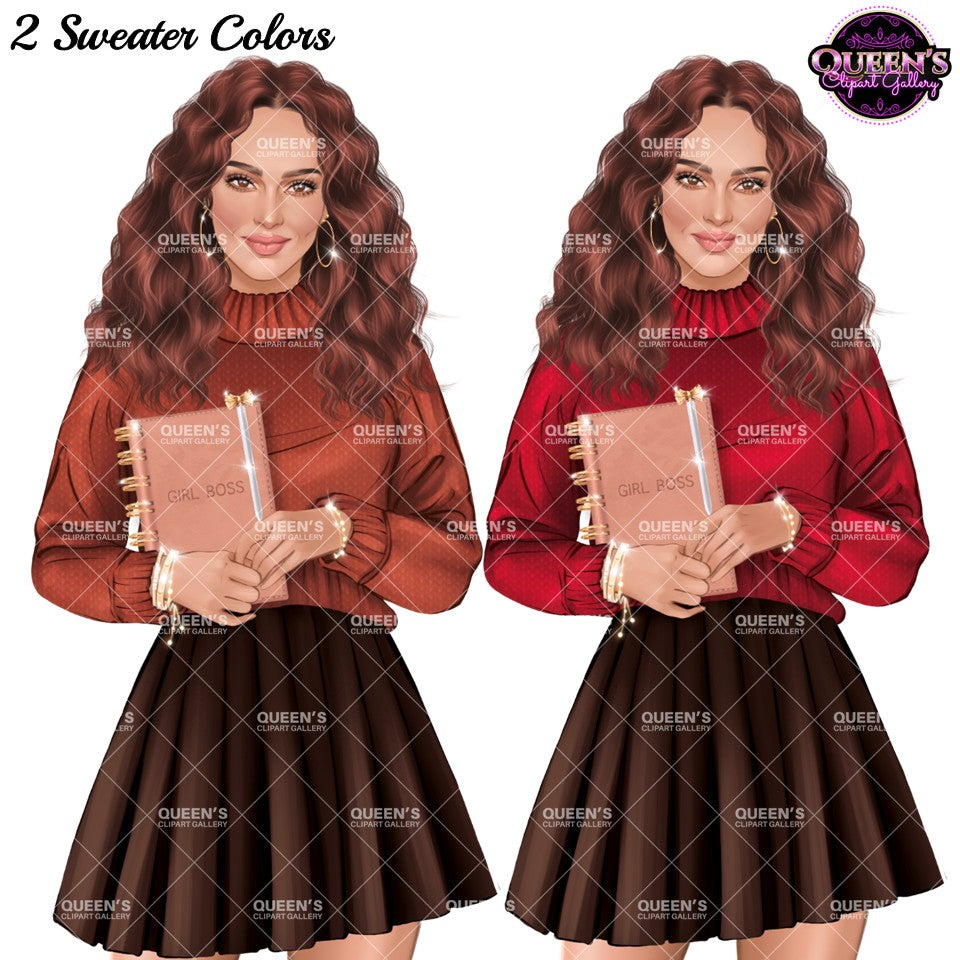 Woman Planner Clipart PNG | Fashion Woman Clipart | Female Student Clipart | Female Character PNG | Journal Clipart