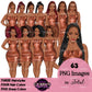 Black Woman Leather Dress Clipart | Afro Woman Fashion PNG | Curvy Woman Clipart | Fashion Illustration | Girl Boss Clipart