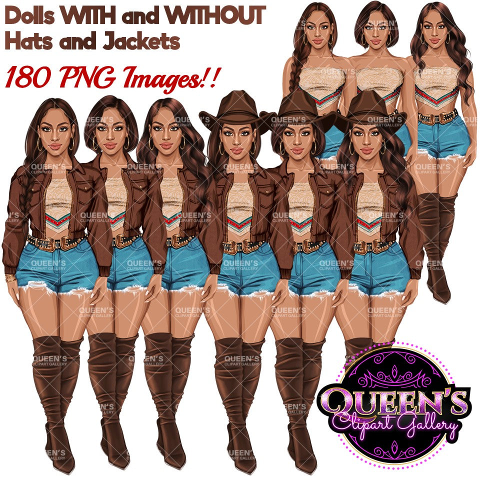 Country Girl Clipart PNG | Western Cowgirl Woman Clipart | Southern Fashion Girl Illustration | Blonde Cowgirl PNG