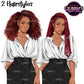 Black woman clipart featuring natural curly Afro hair and long braided hairstyle, white blouse and black wide leg pants, transparent background PNG.