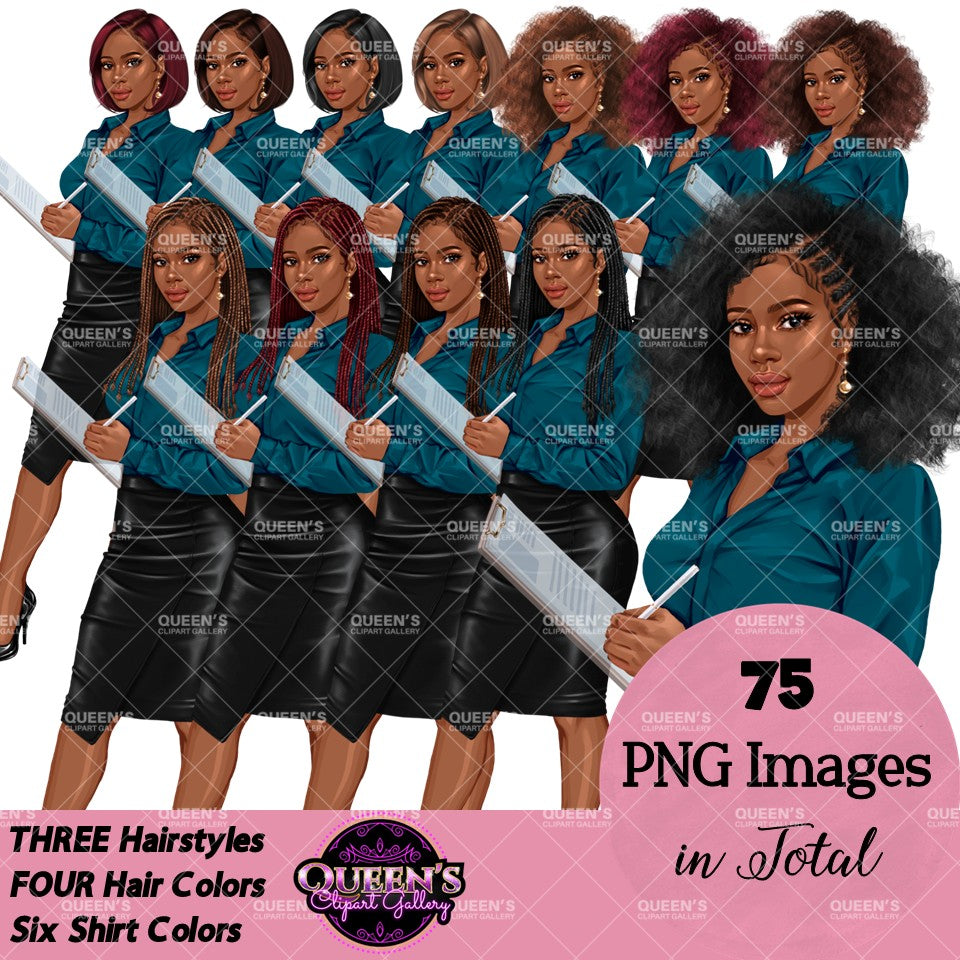 Professional Woman Clipart | Black Business Woman PNG | Afro Woman Clipart | Fashion Girl