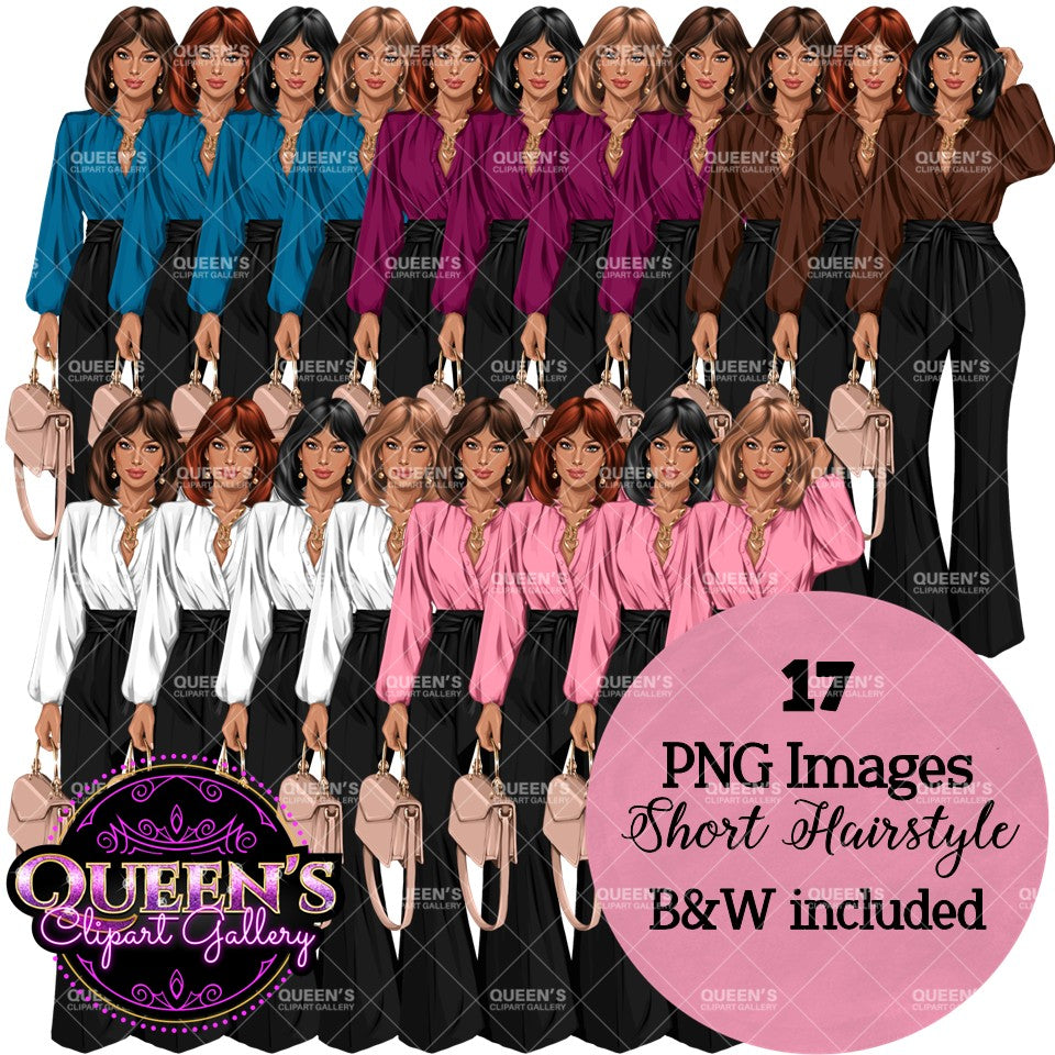 Boss Lady PNG Clipart Bundle | Stylish Business Women Clipart | Fashion Girl Graphics for Branding, Logos, Digital Products | African American Woman Clipart