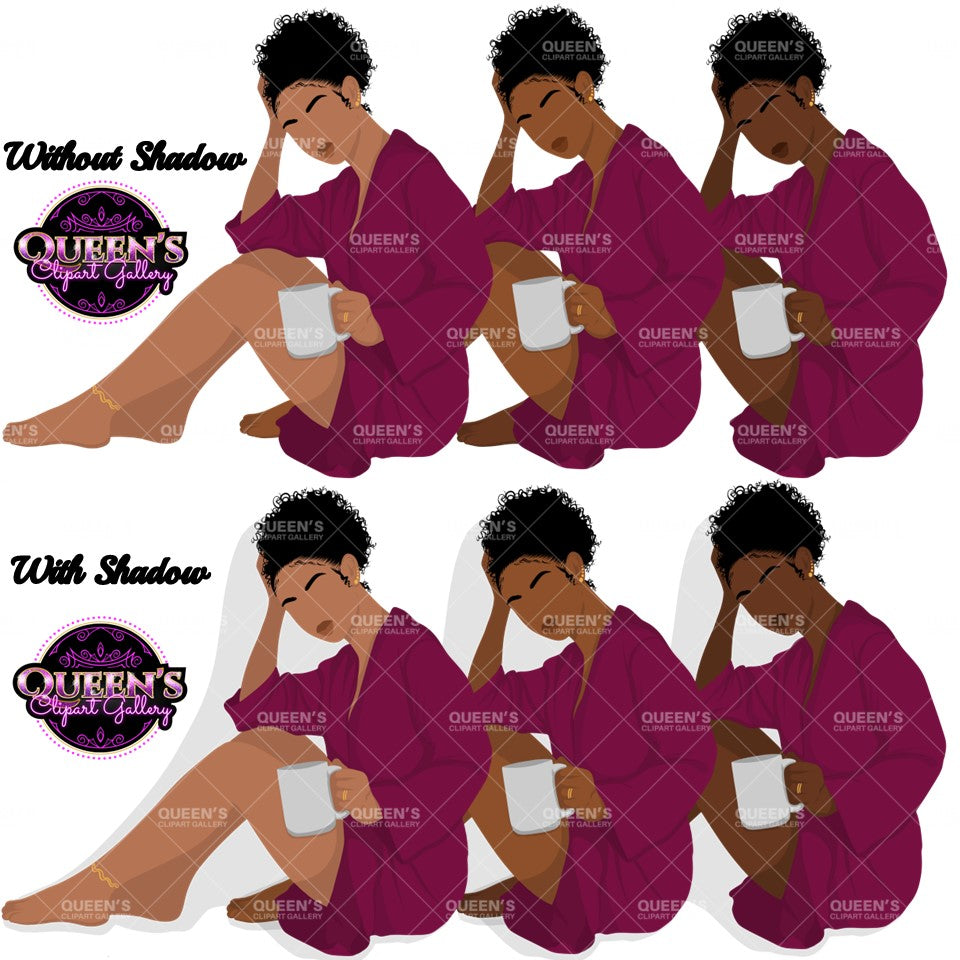 Afro woman relaxing, Afro girl clipart,  Black woman, Black girl magic, Fashion girl clipart, Relax at home, Coffee girl, Flat Clipart, Robe