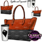 Orange and black tote bag clipart with white travel coffee cup, featuring handbag and coffee designs together and separately on transparent backgrounds.