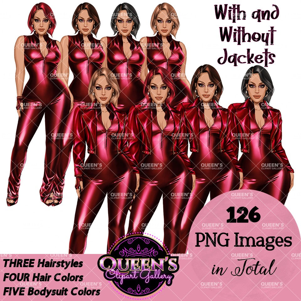 Woman in leather bodysuit | Girl boss | Lady boss | Woman clipart png | Fashion girl clipart | Fashion illustration clipart | Curvy girl clipart