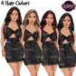 Summer woman clipart featuring four hair colors with long straight hairstyles and black crop top and mini skirt outfits.