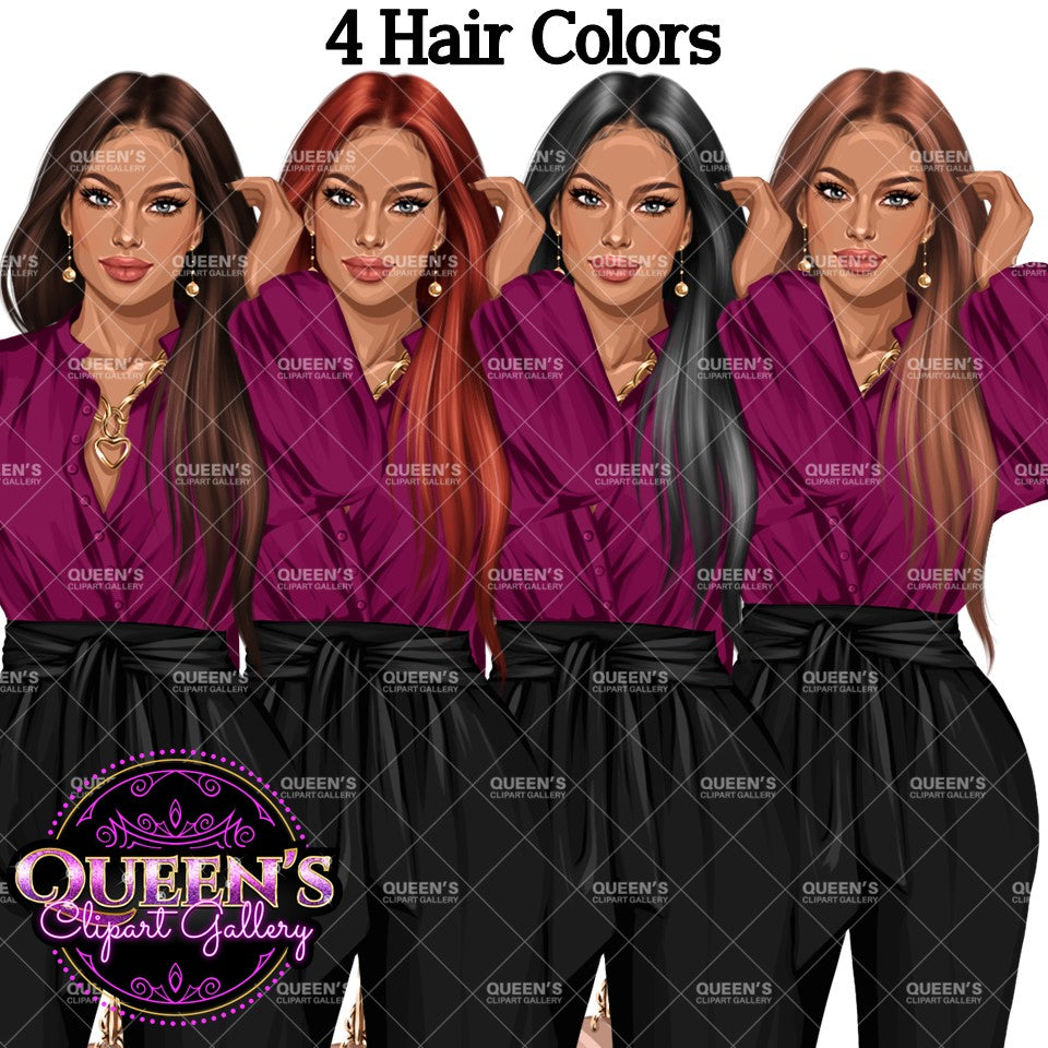 Boss Lady PNG Clipart Bundle | Stylish Business Women Clipart | Fashion Girl Graphics for Branding, Logos, Digital Products | African American Woman Clipart