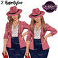 Stylish woman clipart with fedora hats, braided and straight hairstyles, PNG images with transparent backgrounds.